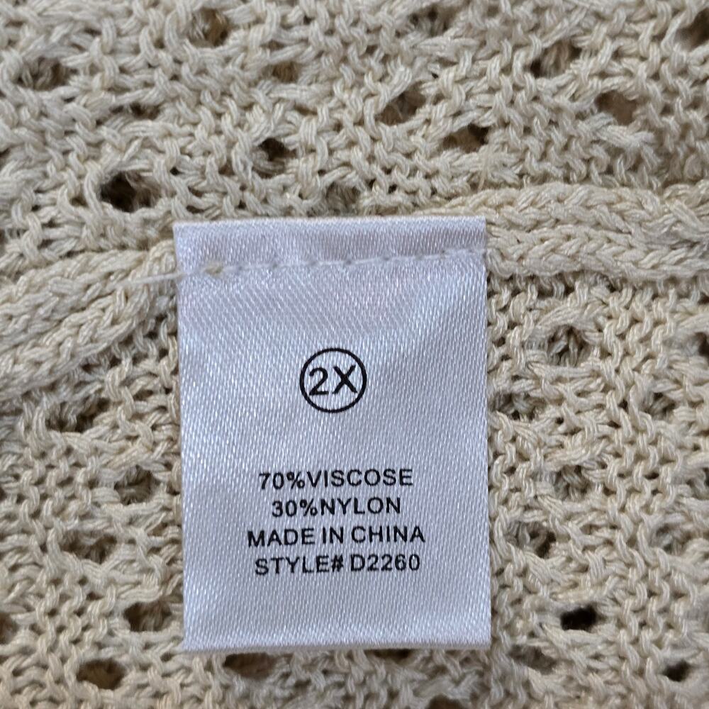 Fashion Nova Elena Crochet Maxi Dress┃ Cream Brown 2X ┃Boho Vintage Style - Picture 5 of 10